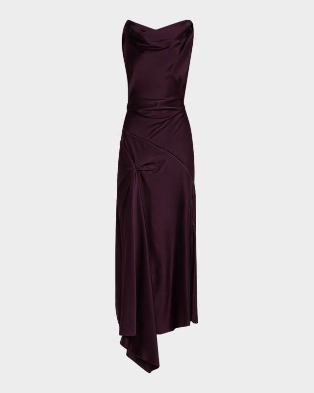 Asymmetric Draped Sleeveless Midi Dress